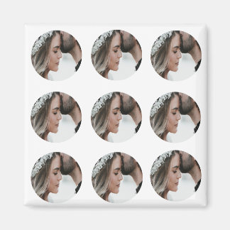 custom simple add circular photo collage add name  magnet