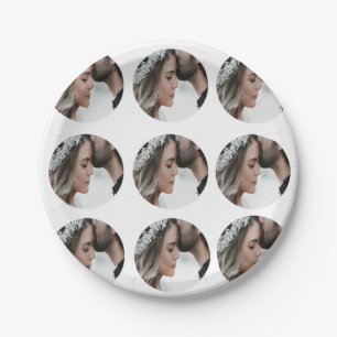 custom simple add circular photo collage add name paper plate
