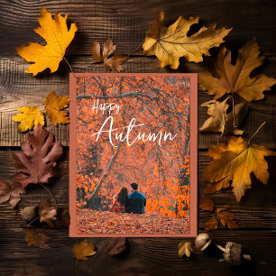 Custom Simple Autumn Photo Holiday Cards