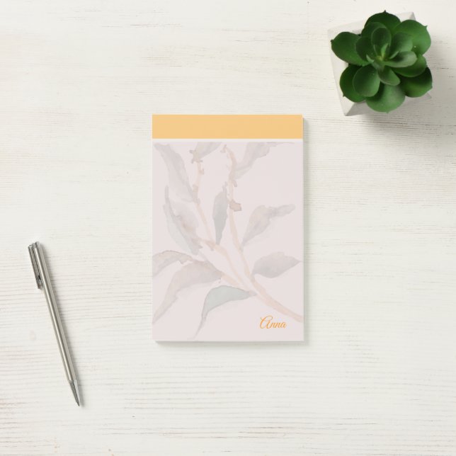 Custom simple background Cute yellow script Post-it Notes (Office)