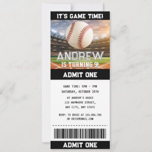 Custom simple Baseball Ticket Birthday Invitation