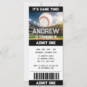 Custom simple Baseball Ticket Birthday Invitation