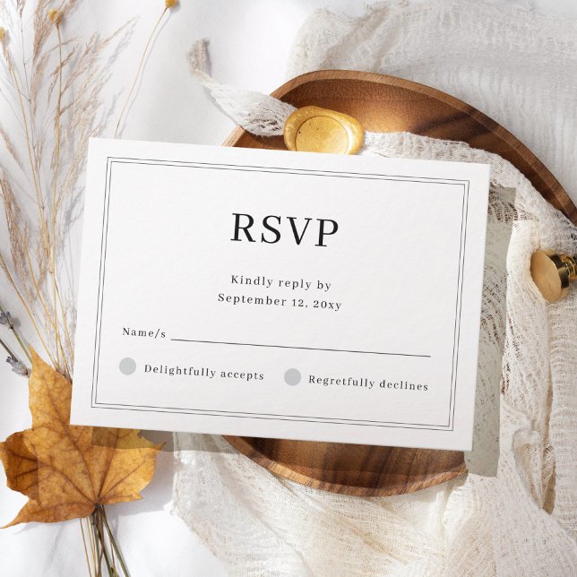 Custom Simple Basic Light Frame White Wedding RSVP Card (Creator Uploaded)