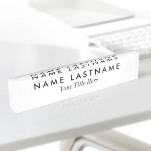Custom Simple Basic Modern Minimalist White Title Nameplate