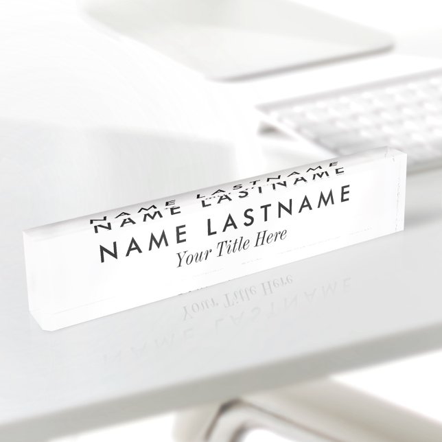 Custom Simple Basic Modern Minimalist White Title Nameplate (Creator Uploaded)