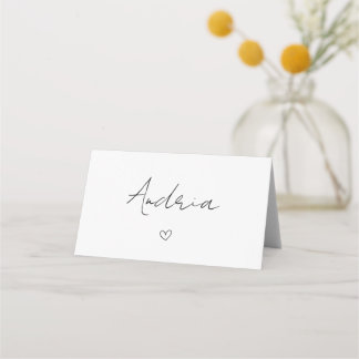 Custom Simple Black and White Wedding Place Card
