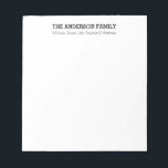 Custom Simple Black Modern Basic Minimalist Family Notepad<br><div class="desc">Custom Simple Black Modern Basic Minimalist Family Notepad</div>