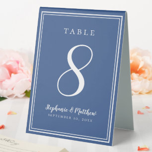 Custom Simple Blue & White Wedding Table Number