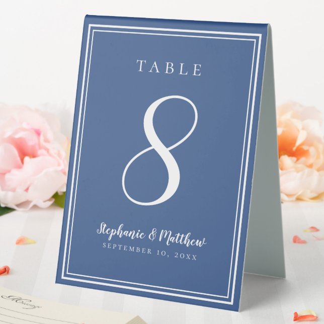 Custom Simple Blue & White Wedding Table Number (In SItu (Wedding))