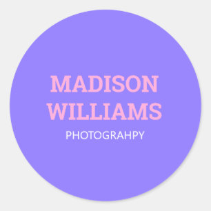 Custom Simple Bold Colourful Blue Pink Promotional Classic Round Sticker