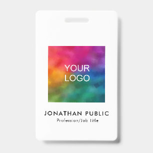 Custom Simple Business Logo Name And Title QR Code ID Badge