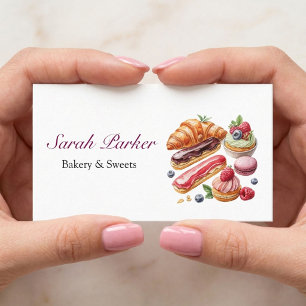 Custom Simple Cakes Bakery pastry watercolor  Business Card