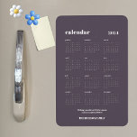 Custom SImple Chic 2024 Graphite Purple Calendar Magnet<br><div class="desc">Simple and bold calendar magnet for 2024. This design features a modern set of fonts, a full 12 month 2024 year, against a trendy, chic graphite purple background. Personalise the text and add a name to make it your own or some special's. TIP: You can change the background colour by...</div>