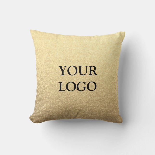 Custom Simple Clean Gold Business Your Logo Here Cushion (Front)