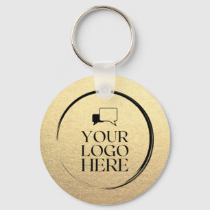 Custom Simple Clean Gold Business Your Logo Here  Key Ring