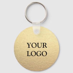 Custom Simple Clean Gold Business Your Logo Here Key Ring