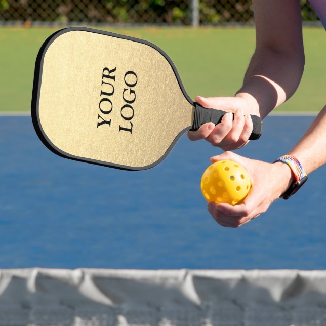 Custom Simple Clean Gold Business Your Logo Here Pickleball Paddle (Insitu)