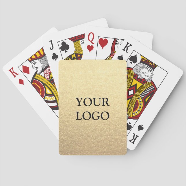 Custom Simple Clean Gold Business Your Logo Here Playing Cards (Back)