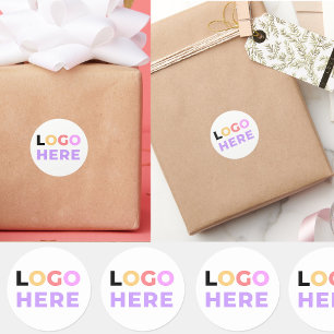 Custom Simple Company Logo Here Elegant Minimal Classic Round Sticker