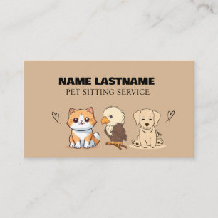 Custom Simple Cute Pets Pet Service Kraft Business Card