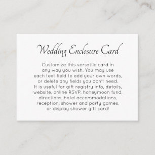 Custom, Simple DIY Black & White Wedding Enclosure Card