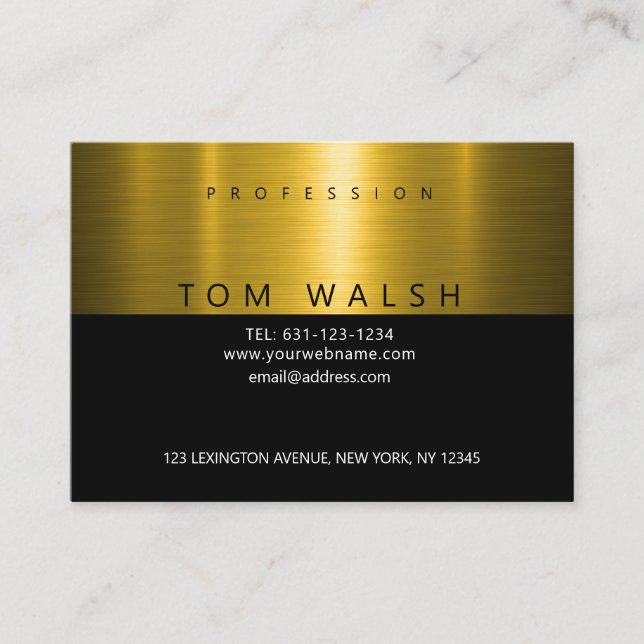 Custom Simple Elegant Gold Black Business Card (Front)