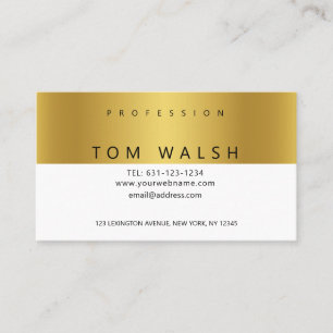 Custom Simple Elegant Gold White Business Card