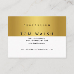 Custom Simple Elegant Gold White Business Card