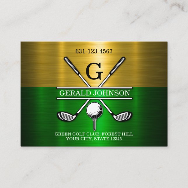 Custom Simple Elegant Golf Monogram Business Card (Front)