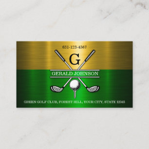 Custom Simple Elegant Golf Monogram Business Card