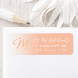 Custom Simple Elegant Light Sunny Peach Monogram Return Address Label
