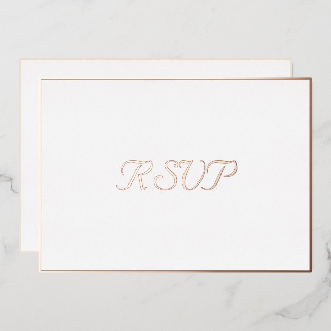 Custom Simple Elegant Party RSVP White Rose Gold (Front/Back)