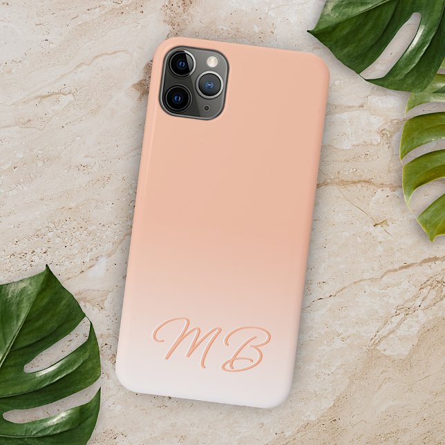Custom Simple Elegant Soft Sunny Peach Monogram Case-Mate iPhone Case (Creator Uploaded)