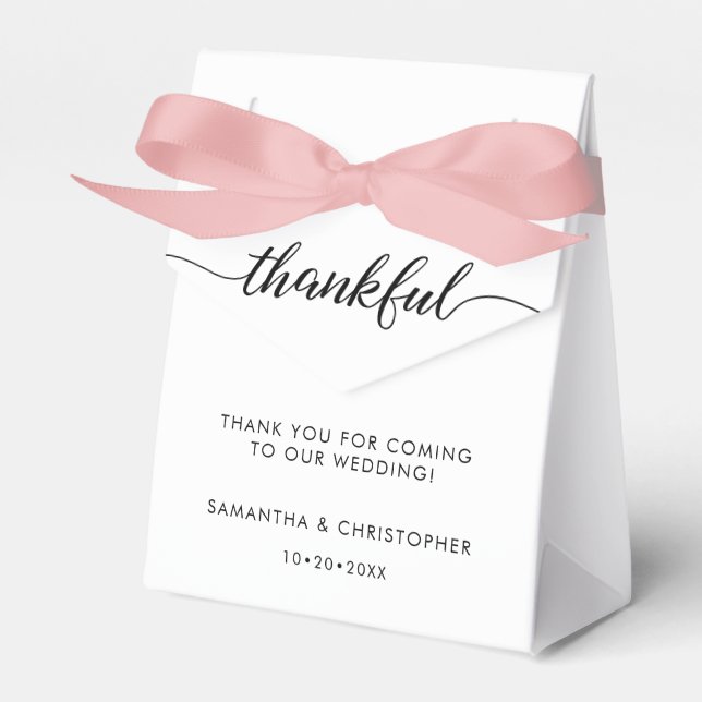 Custom Simple Elegant Thankful Wedding Thank You Favour Box (Front Side)
