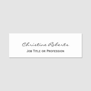 Custom Simple Elegant White Business Employee  Name Tag