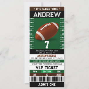 Custom simple Football Ticket Birthday Invitation