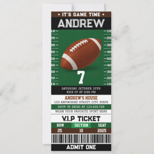 Custom simple Football Ticket Birthday Invitation