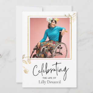 Custom Simple Gold Flower Funeral Memorial Program