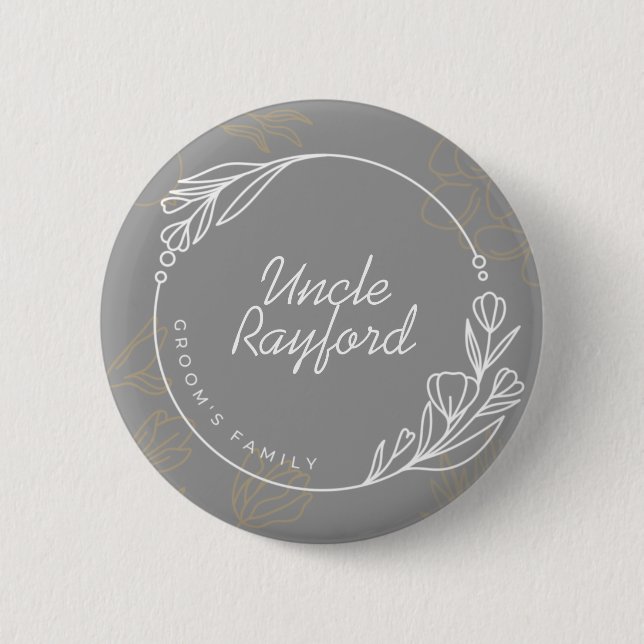 Custom Simple Groom's Family Button (Front)