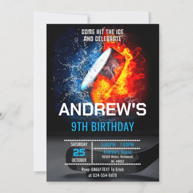 Custom Simple Hockey Birthday Invitation (Front)