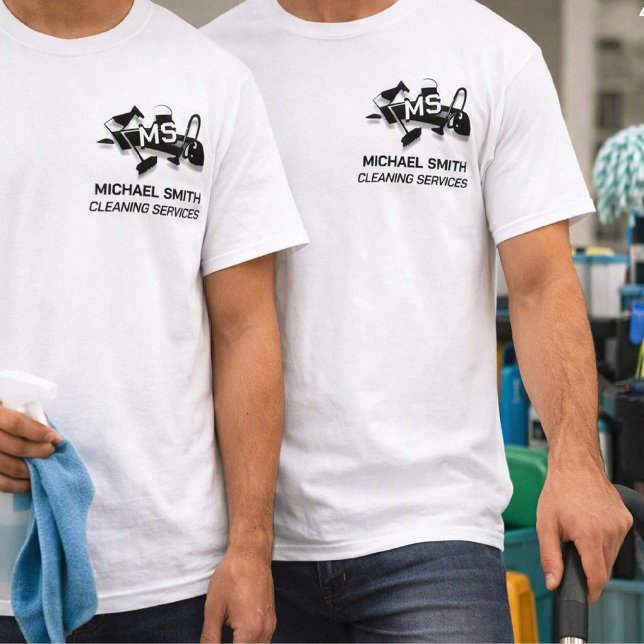 Custom Simple Logo Cleaning Services Monogram Cute T-Shirt (Creator Uploaded)