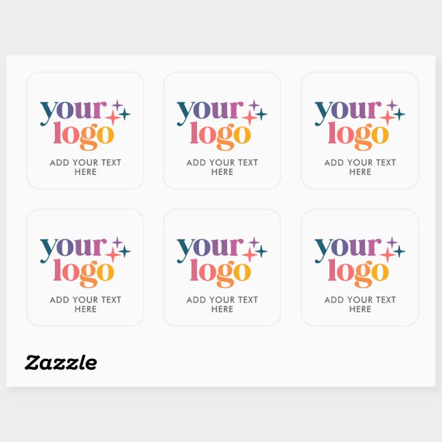 Custom Simple Logo Text Business Square Sticker (Sheet)