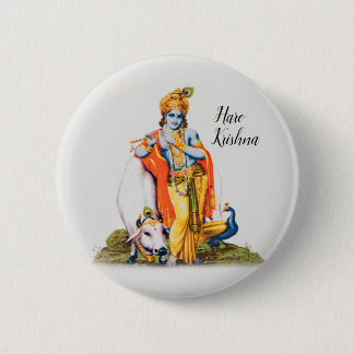 Custom Simple Lord Krishna with cow & bird button