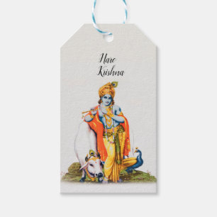 Custom Simple Lord Krishna with cow Gift Label