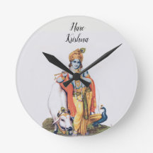 Custom Simple Lord Krishna with cow Round Clock