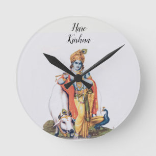 Custom Simple Lord Krishna with cow Round Clock