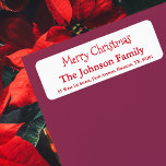 Custom Simple Merry Christmas Family Name Script Return Address Label<br><div class="desc">Custom,  personalised,  simple,  elegant,  festive red typography / script / font,  Merry Christmas / Happy Holidays / Season's Greetings return address label. Simply enter the family name / bride & groom's / wife & husband's names,  and address,  to customise.</div>