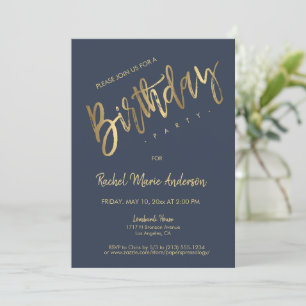 Custom Simple Minimalist Black Birthday Party Invi Invitation