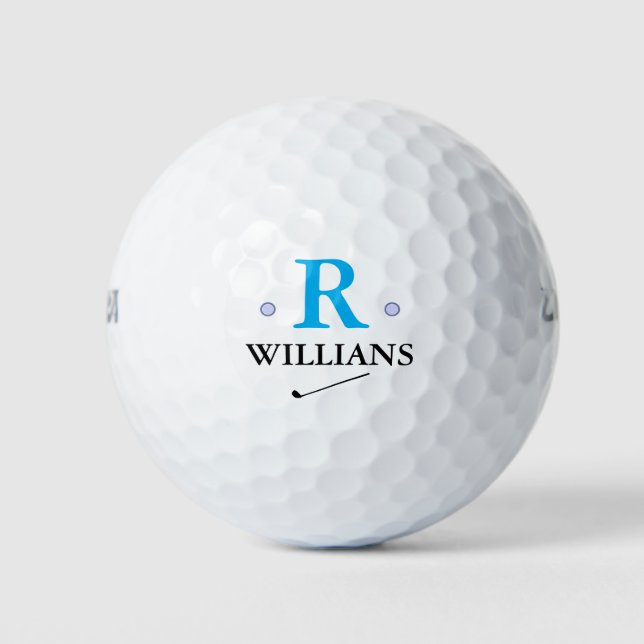 Custom Simple Minimalist Blue R Monogram Golf Balls (Front)