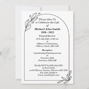 Custom Simple Minimalist Funeral Invitation Card